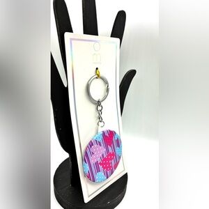 Mirror Keychain Purple and Blue Heart Design